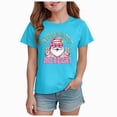 thumbnail image 1 of sdbrld Girls' Tees Tops, Kids Christmas Gifts Short Sleeved Cute Graphic Shirts for Holiday Clothing Sky Blue Sizes 7-8 Years, 1 of 5