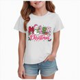 thumbnail image 1 of sdbrld Girls Xams Shirt for Kids Crew Neck Short Sleeve Christmas‑themed Casual Holiday Cute Tee Tops White Sizes 9-10 Years, 1 of 5