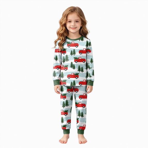sdbrld Kids Christmas Pajamas for Girls 2Pcs Short Sleeve Shirt and Shorts Set Children Holiday Loungewear Sizes 3-4 Years