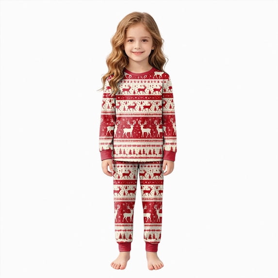 sdbrld Kids Girl Christmas Pajamas Set Shirts and Shorts Jammies Xmas Matching Pjs Outfits Sizes 4-5 Years
