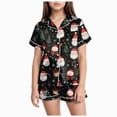 thumbnail image 1 of sdbrld Kids Girls Christmas Pajama, 2Pcs Soft Stretch Button Down Pjs Short Sleeve Sleepwear and Shorts Matching Set Sizes 12-13 Years, 1 of 5