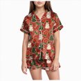 thumbnail image 1 of sdbrld Kids Girls Christmas Pajama, 2Pcs Soft Stretch Button Down Pjs Short Sleeve Sleepwear and Shorts Matching Set Sizes 2-3 Years, 1 of 5