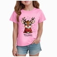 thumbnail image 1 of sdbrld Kids Xmas Shirts for Girls Christmas Short Sleeve Funny T-Shirt Tops for Holiday Party Clothes Pink Sizes 13-14 Years, 1 of 4
