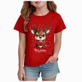 thumbnail image 1 of sdbrld Kids Xmas Shirts for Girls Christmas Short Sleeve Funny T-Shirt Tops for Holiday Party Clothes Red Sizes 13-14 Years, 1 of 4