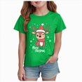 thumbnail image 1 of sdbrld Kids Xmas Shirts for Girls Merry Christmas Short Sleeve Funny T-Shirt Tops for Holiday Party Clothes Green Sizes 9-10 Years, 1 of 4