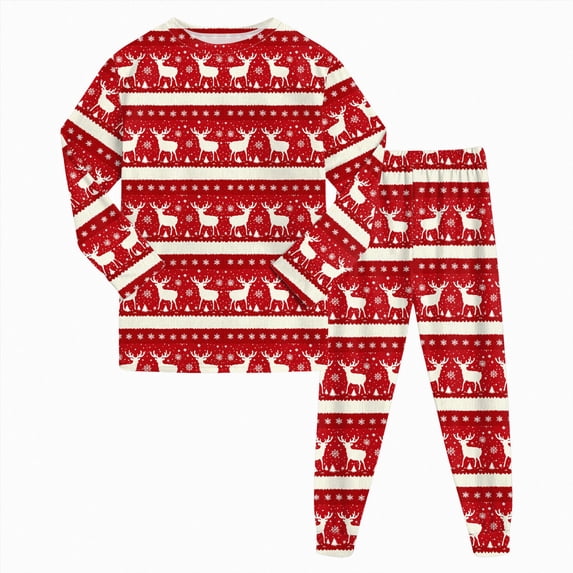 sdbrld Little Kids Christmas Pajamas Boys Girls Unisex PJs Clothes Set Long Sleeve Fall Winter Sleepwear Top and PJ's Pants 2 Piece Sizes 6-7 Years