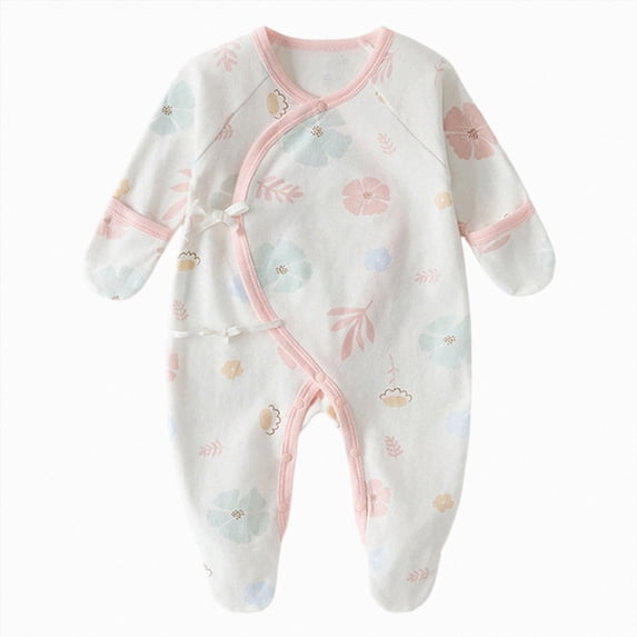 sdbrld Preemie Sleepers Newborn Boys Fall Winter Long Sleeved Romper Pajamas Sizes 0-24Months Unisex Baby Infant Clothing Pink Sizes 3-6 Months