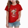 thumbnail image 1 of sdbrld Teen Girls Christmas Shirts for Kids Cute Short Sleeve Xmas Holiday Graphics Tee Tops Sizes 13-14 Years, 1 of 4