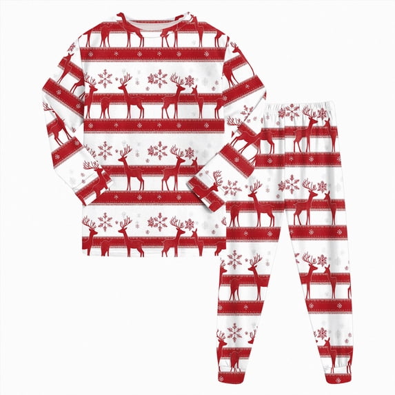 sdbrld Toddler Kids Fall Pajamas for Boys Girls Christmas Pajama Cute Xmas Graphics Shirt Long Sleeve and PJs Pants Two Piece Sleepwear Outfit Sets Brick Red Sizes 2-3 Years