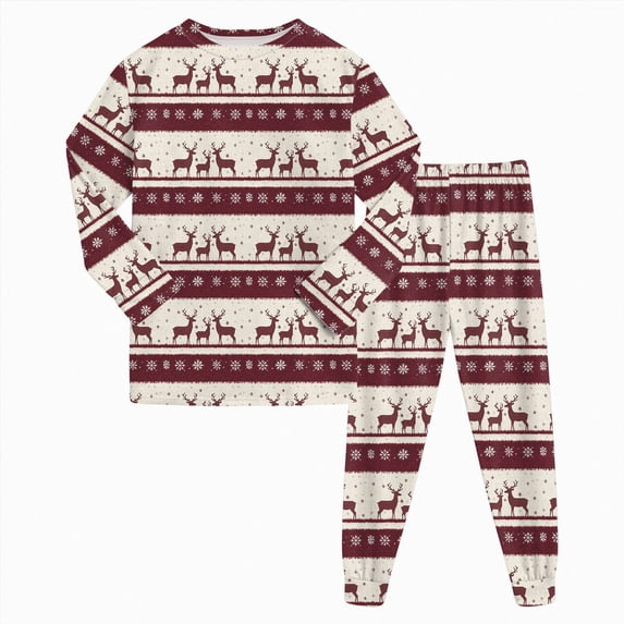 sdbrld Toddler Kids Fall Pajamas for Boys Girls Christmas Pajama Cute Xmas Graphics Shirt Long Sleeve and PJs Pants Two Piece Sleepwear Outfit Sets Wine Sizes 4-5 Years
