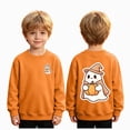 thumbnail image 1 of sdbrld Tween Halloween Sweatshirt Boys Ghost Graphic Long Sleeve T-Shirt Tops Winter Orange Sizes 9-10 Years, 1 of 9