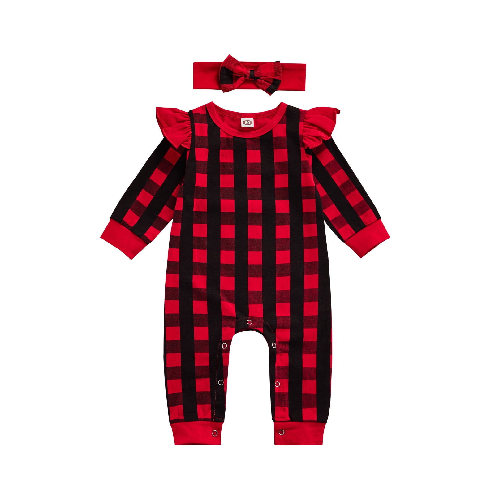 sdghg Baby Girls' OnePiece Rompers Vintage Buffalo Plaids Ruffle
