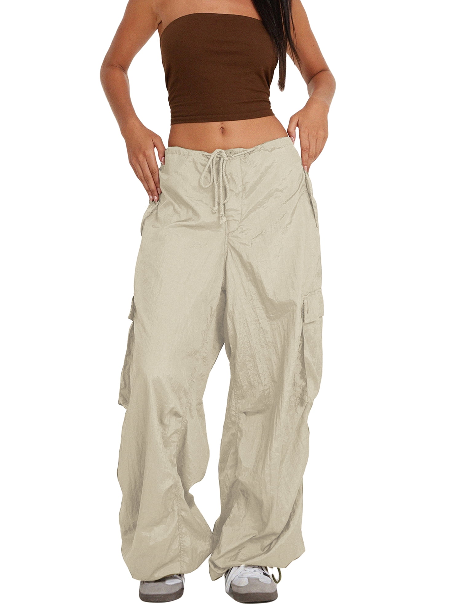 Women\'s Baggy Cargo Pants Drawstring Elastic Waist Pants for
