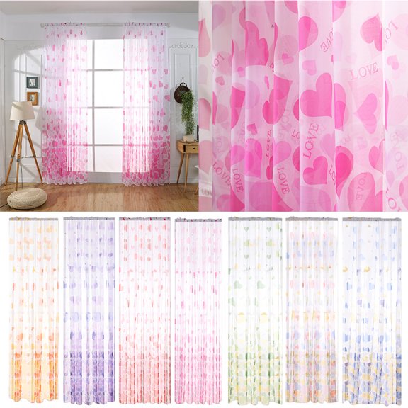 sdhkgrrt 1Pcs Heart Curtain, Heart Curtain, Shaped Voile Window Drape, Romantic Room Decor, Sheer Panel for Living Room Bedroom, and Home Atmosphere