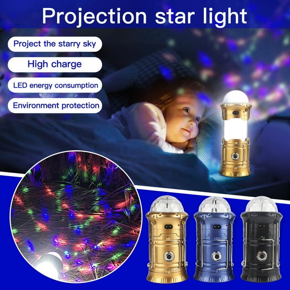 sdhkgrrt 1Pcs Rechargeable Retractable Led Lantern, Rechargeable Portable LED Camping Lantern, Starry Sky Projection Night Light Outdoor Activities, Usb Power Output Emergency Flashlight