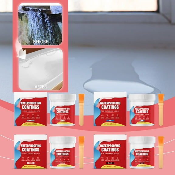 sdhkgrrt 1Pcs Waterproof Coating, Polymer Cement Waterproof Coating, Flexible Anti-crack Impermeability Coating for Concrete Wood Metal, Waterproof Paint for Walls Roofs