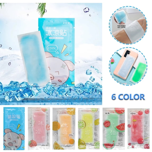 sdhkgrrt 2Pcs Cooling Gel Sheets, Cooling Sheets Pack, Heatstroke Fever Reduction Stickers, Gel Heat Dissipation Patch for Summer, Physical Cooling Pads for Adults Infants