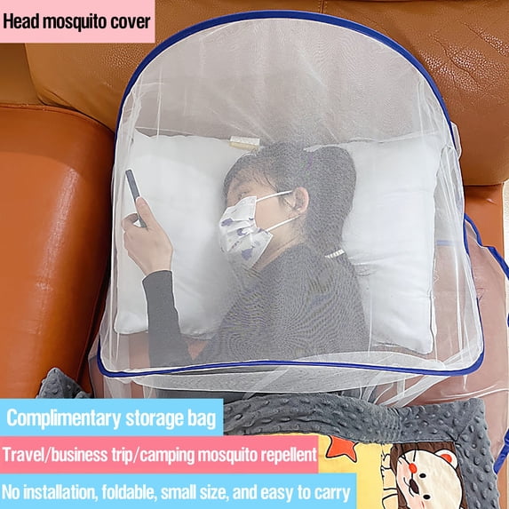 sdhkgrrt 2Pcs Head Mosquito Net, Portable Foldable Mosquito Repellent Cover for Travel Camping, No Installation Insect Protection for Outdoor Sleeping, Lightweight Head Mosquito Net for Hiking