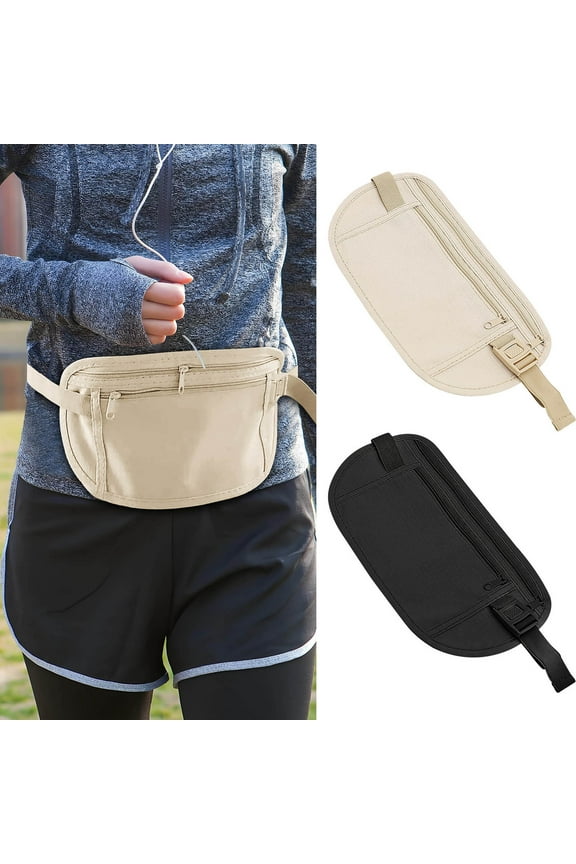 2Pcs Invisible Slim Anti Theft, Invisible Slim Anti-Theft Waist Bag, Secure Travel Money Belt For Men And Women, Rfid Blocking Hidden Waist Pack, Adjustable Fitness Running Belt For Phone