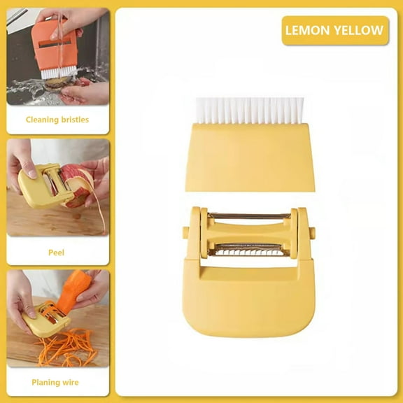 sdhkgrrt 3-in-1 Vegetable Peeler, Paring Knife Three-in-one Multi-function Vegetable Cutter, Grater Kitchen Gadget, Brush to Wash Vegetables, Peeler and Scrubber, Vegetable Prep Tool