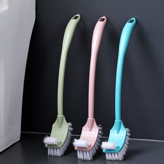 sdhkgrrt 3Pcs Dual Head Toilet Brush, Dual Head Toilet Bowl Brush, Deep Clean Bathroom Scrubber, Flexible Rubber Brush For Hard Reach Corners, Long Handle Ergonomic Design For Easy Grip
