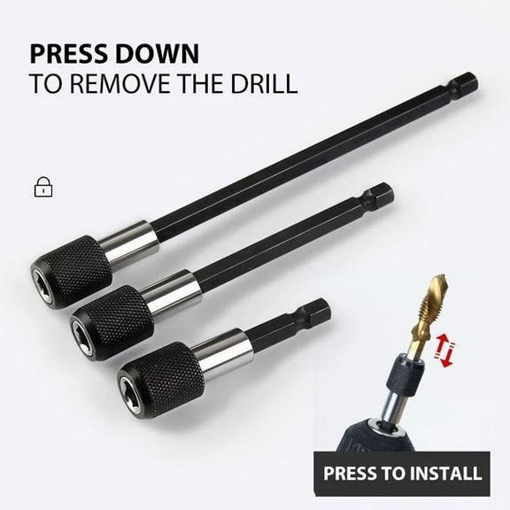 sdhkgrrt 3Pcs Hexagon Shank Bit Extension Rod, Magnetic Quick Connect Drill Bit Adapter for Screwdriver, /4 Inch Heavy Duty Steel Extension Bar for Power Drill Driver, Professional Tool Accessory for