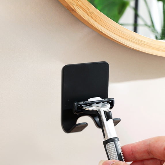 sdhkgrrt 3Pcs Punch Free Razor Organizer,Razor Organizer, Punch Free Bathroom Storage Rack, Double Hook Door Mount Holder, Space Saving Kitchen And Entryway Gadget