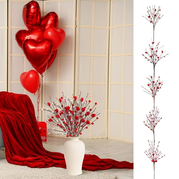 sdhkgrrt 4Pcs Valentine Heart Arrangement Sprigs, Valentine's Day Heart Decoration Sprigs, Romantic Home Decor For Holiday Party, Aesthetic Floral Arrangement Centerpiece