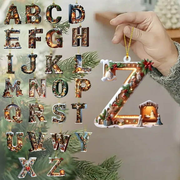 sdhkgrrt under $5 26Pcs Jesus Ornament, Religious Christmas Letter Ornament,26 Alphabet Jesus Pendant,Christian Christmas Decor,Religious Tree Topper,Faith Based Holiday Decoration