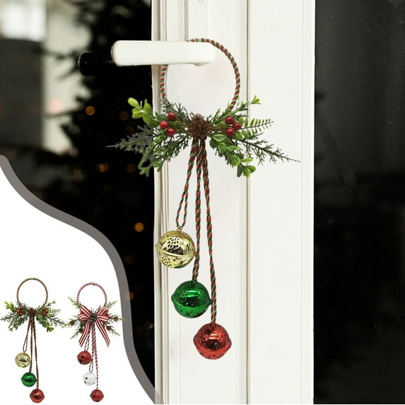 sdhkgrrt under $5 2Pcs Christmas Door Hanger, Colorful Metal Christmas Door Hanger,Festive Bow Christmas Wall Decoration,Outdoor Indoor Christmas Door Decor,Christmas Porch Entryway Decor,Metal