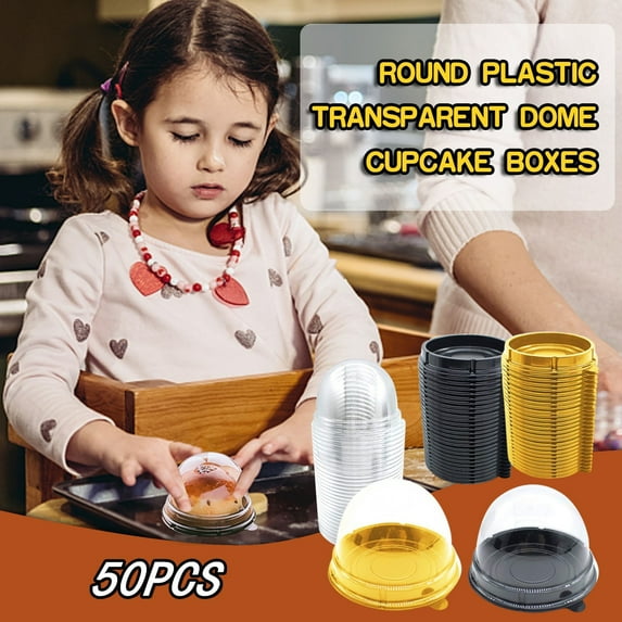 sdhkgrrt under $5 2Pcs Disposable Cake Boxes, 50PCS Disposable Cake Boxes,Round Plastic Cupcake Containers,Transparent Dessert Display Box,Baking Blister Packaging Box,Food Grade PET Cake Container