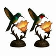 thumbnail image 1 of sdhkgrrt under $5 2Pcs Flower Table Lamp, Table Lamp, Floral Resin Base Lamp with Hummingbird Design, Decorative Bedside Light for Room, Warm Glow Night Light for Shelf, 1 of 4