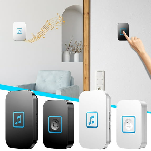 sdhkgrrt under $5 2Pcs Wireless Doorbell, Wireless Doorbell for Home, Digital Electronic Door Chime, Remote Control Doorbell Set, Waterproof Doorbell with Receiver, Easy Installation Chime