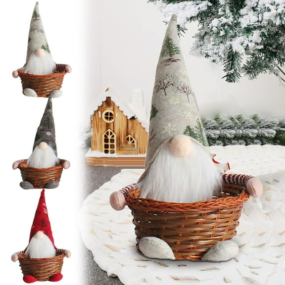 sdhkgrrt under $5 3Pcs Christmas Candy Basket, Christmas Candy Basket,Faceless Doll with Basket,Fruit Basket Decoration,Long Hat Doll Ornament,Holiday Gift Basket