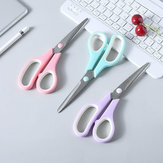 sdhkgrrt under $5 3Pcs Stainless Steel Teen Scissors, Macaron Color Office Scissors,Stainless Steel Teen Scissors,Rubber Grip Craft Scissors,Colorful Stationery Scissors,Multipurpose Cutting Scissors