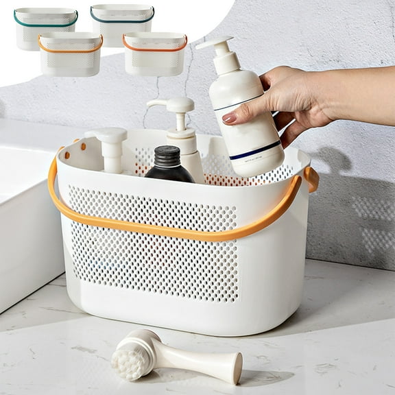 sdhkgrrt under $5 4Pcs Bathroom Bath Basket, Bathroom Shower Caddy with Handle,Thickened Plastic Bath Storage Basket,Multi Layer Organizer for Toiletries,Water Drain Holes Bath Tray for Shampoo Soap