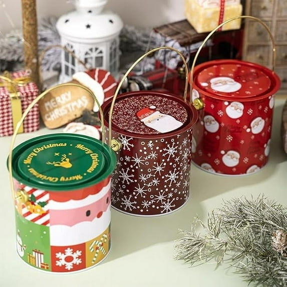 sdhkgrrt under $5 5Pcs Christmas Vintage Cookies Jar, Christmas Vintage Cookies Jar,Airtight Cookie Container,Kitchen Storage Tin,Christmas Gift Giving,Decorative Cookie Canister