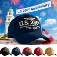 thumbnail image 1 of sdhkgrrt under $5 5Pcs USA Flag Baseball Cap, US 250th Anniversary Baseball Cap, Patriotic Washed American Flag Hat, Adjustable Vintage Style Cap, Independence Day Celebration Hat, USA Bicentennial, 1 of 9