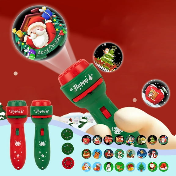 sdhkgrrt under $5 6Pcs KidsProjection Flashlight, Christmas Projector FlashlightToyforKids,24 Patterns Santa Reindeer Slide Projector,Children's Night Light EducationalToy,Christmas