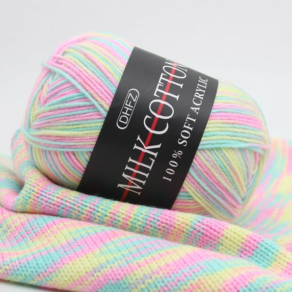 sdhkgrrt under $5 7Pcs Milk Cotton Yarn, Colorful Hand Knitting Yarn 50g,Milk SoftBabyWool for Crochet,Chunky Knitting Crochet Yarn,Bright Color Gradient Wool Yarn,DIY Handmade Knitting Material