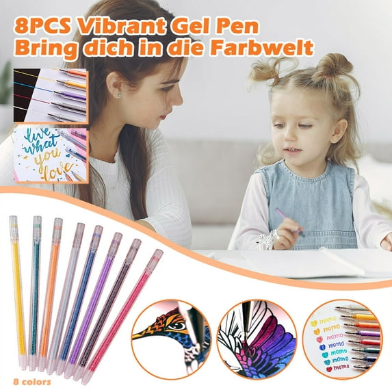 sdhkgrrt under $5 8Pcs Gel Glitter Pens, Gel Pen Set, 8 Color Shiny Highlighter Markers, Glitter Flash Ink for Drawing, Adult Crafting Doodling Art, Scrapbooking Journal Supplies