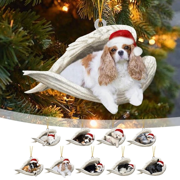 sdhkgrrt under $5 9Pcs Christmas Decorative Dog Pendant, Christmas Decorative Dog Pendant,Acrylic Angel Dog Ornament,Christmas Tree Hanging Decor,Cute Pet Christmas Gift,Festive Dog Lover Accessories