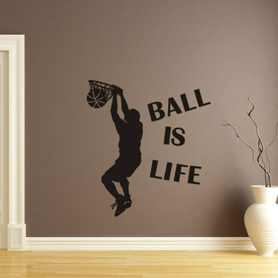 sdhkgrrt under $5 Basketball Wall Sticker, Basketball Wall Sticker, Sports Theme Vinyl Decal, Removable Mural for Room Decor, for Bedroom Game Room Office, Easy to Apply