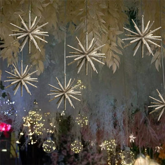 sdhkgrrt under $5 Christmas Star Ornament, Christmas Exploding Star Ornament,Champagne Color Tree Pendant,Transparent Star Tree Decor,Christmas Tree Hanging Ornaments,Festive Party Decorations