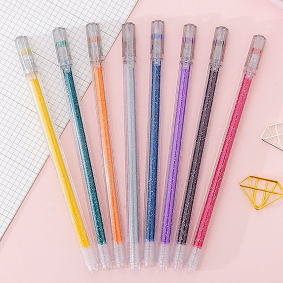 sdhkgrrt under $5 Gel Glitter Pens, Gel Pen Set, 8 Color Shiny Highlighter Markers, Glitter Flash Ink for Drawing, Adult Crafting Doodling Art, Scrapbooking Journal Supplies