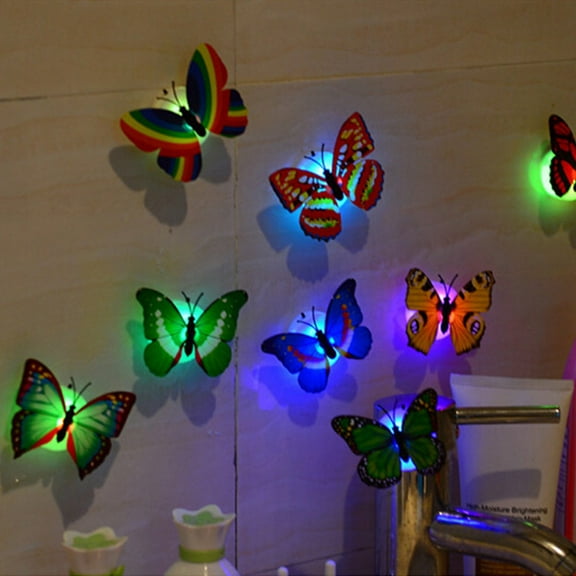 sdhkgrrt under $5 LED Wall Stickers, LED Wall Sticker, Glow in the Dark Wall Decal, Butterfly Wall Art for Room, Self Adhesive Removable Decor, Battery Powered, Bedroom Nursery Living Room Accent