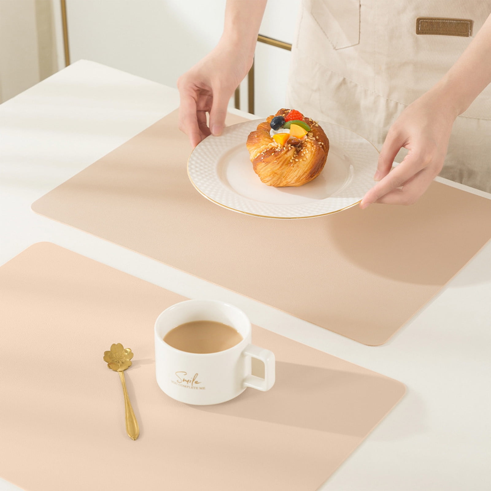 sdhkgrrt under $5 Leather Dining Mat, Solid Color Leather Placemat, Oil ...
