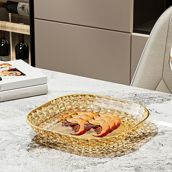 sdhkgrrt under $5 Plastic Serving Tray, Plastic Serving Trays with Base, Reusable Party Dinner Plates, Dishwasher Safe Serving Plates, Kitchen Camping Dinnerware, Multi-Purpose Serving Dishes