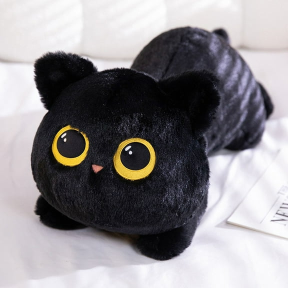 sdhkgrrt under $5 Plush Cat Pillow, Cuddly Black Cat Plush,Long Body Leg Hug Pillow,Soft Stuffed AnimalToy,Anxiety Relief Comfort Doll,Super Soft Bed Companion