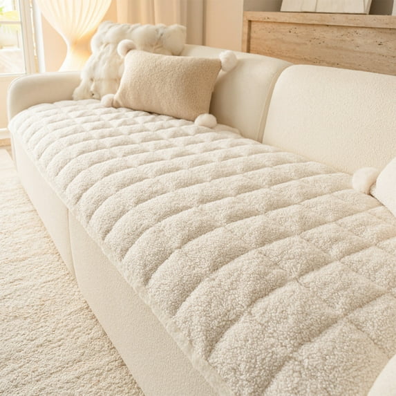 sdhkgrrt under $5 Plush Sofa Cushion, Thickened Plush Sofa Cushions for Winter, Non-Slip Straight Line Seat Cushion, Super Soft Fixed Sofa Pad, Living Room Couch Seat Cushion